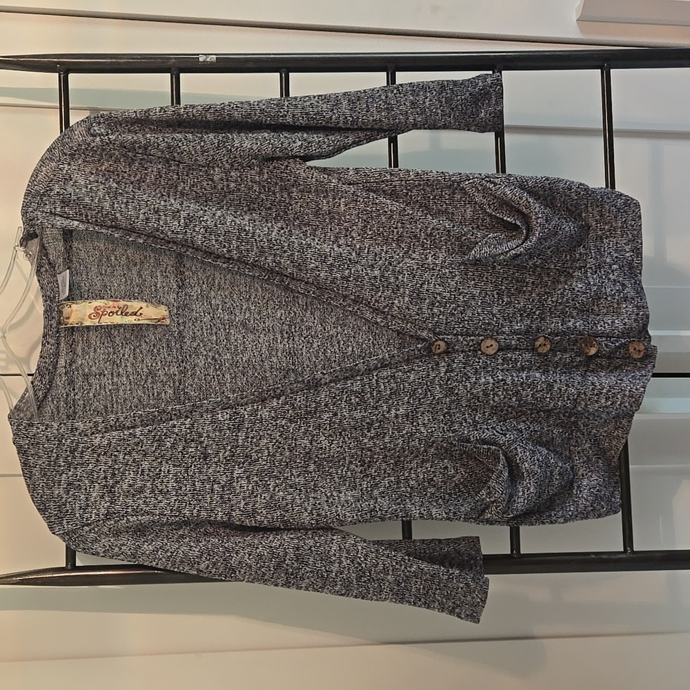 Greay front button cardigan